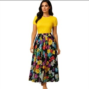 Magic Multicolor Floral A-Line Skirt